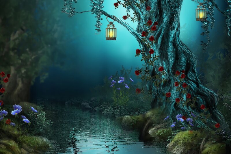 Enchanted Forest Stream — Teal