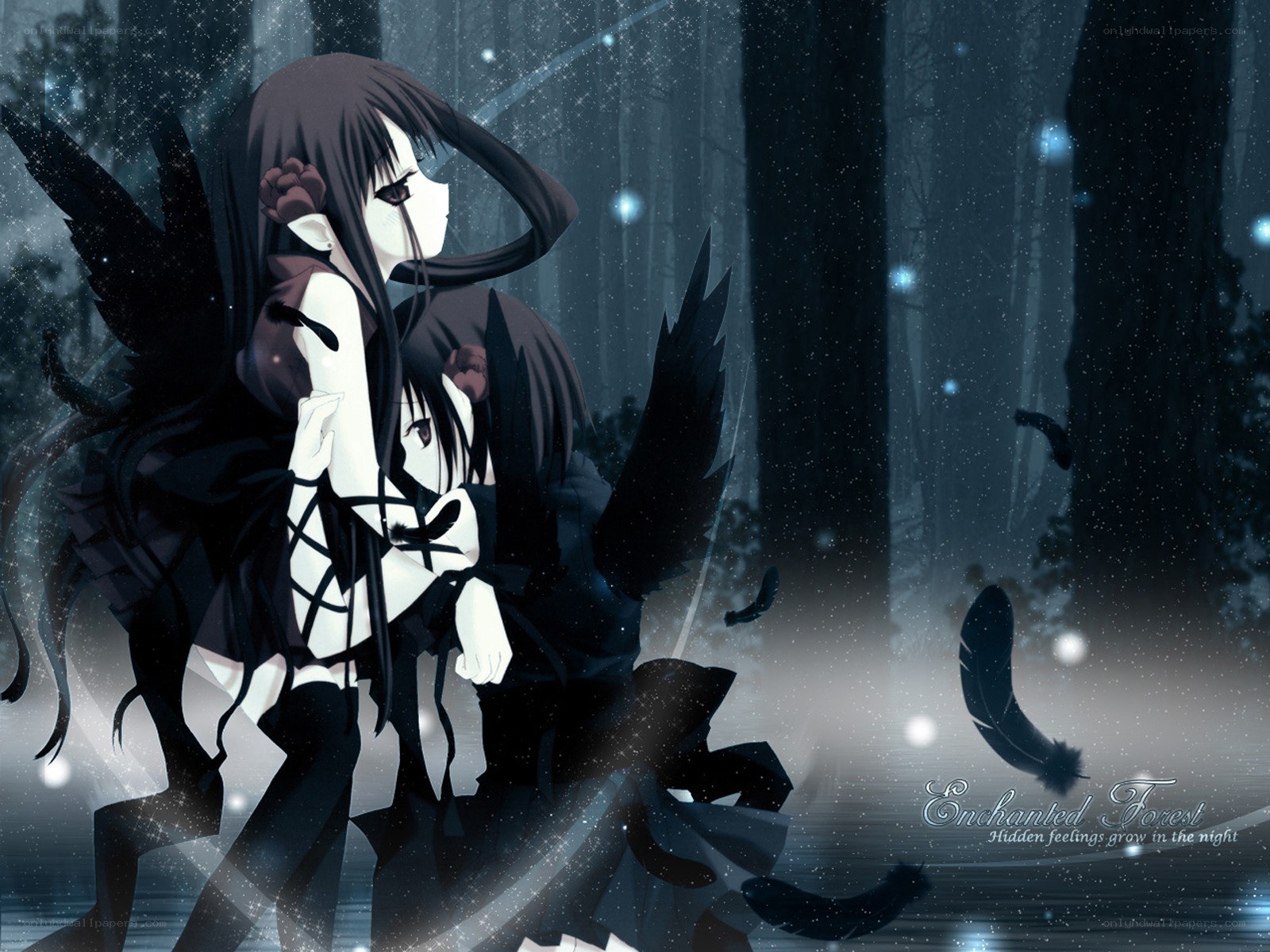 Enchanted forest with angelic figures