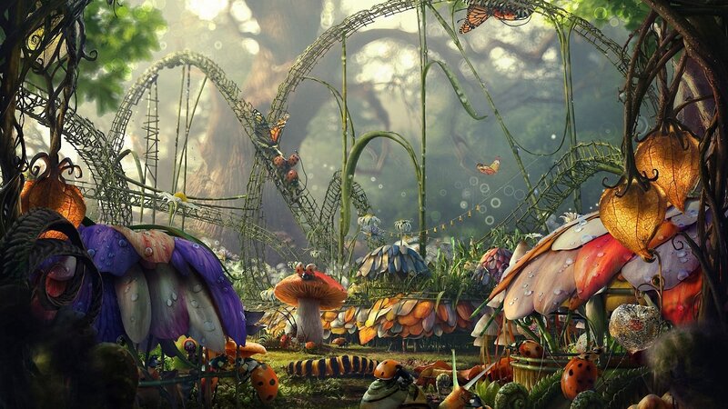 enchanted forest with mushrooms