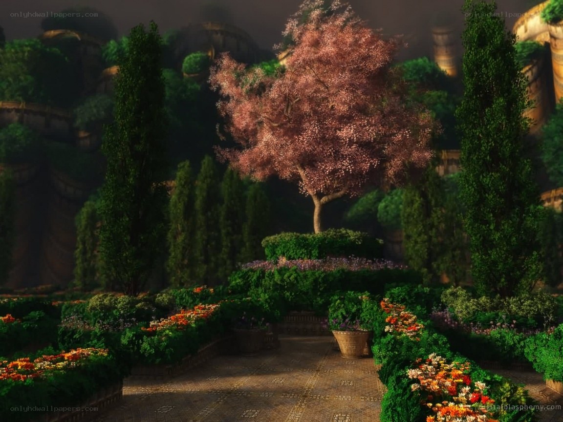 enchanted garden with cherry blossom