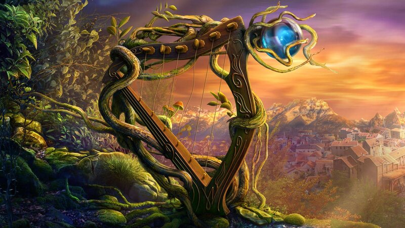 Enchanted Harp in Forest