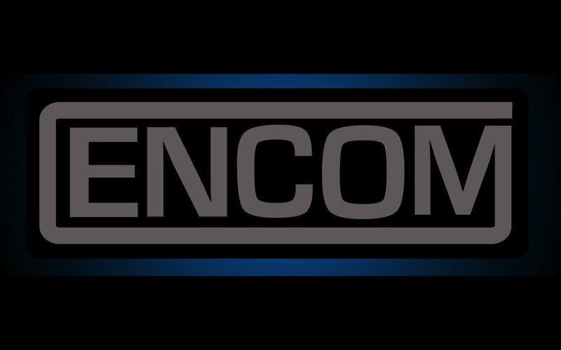 Encom logo on dark background