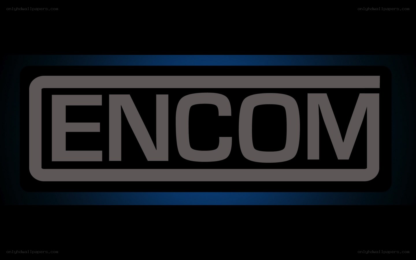 Encom logo on dark background