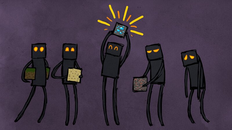 Endermen Holding Blocks