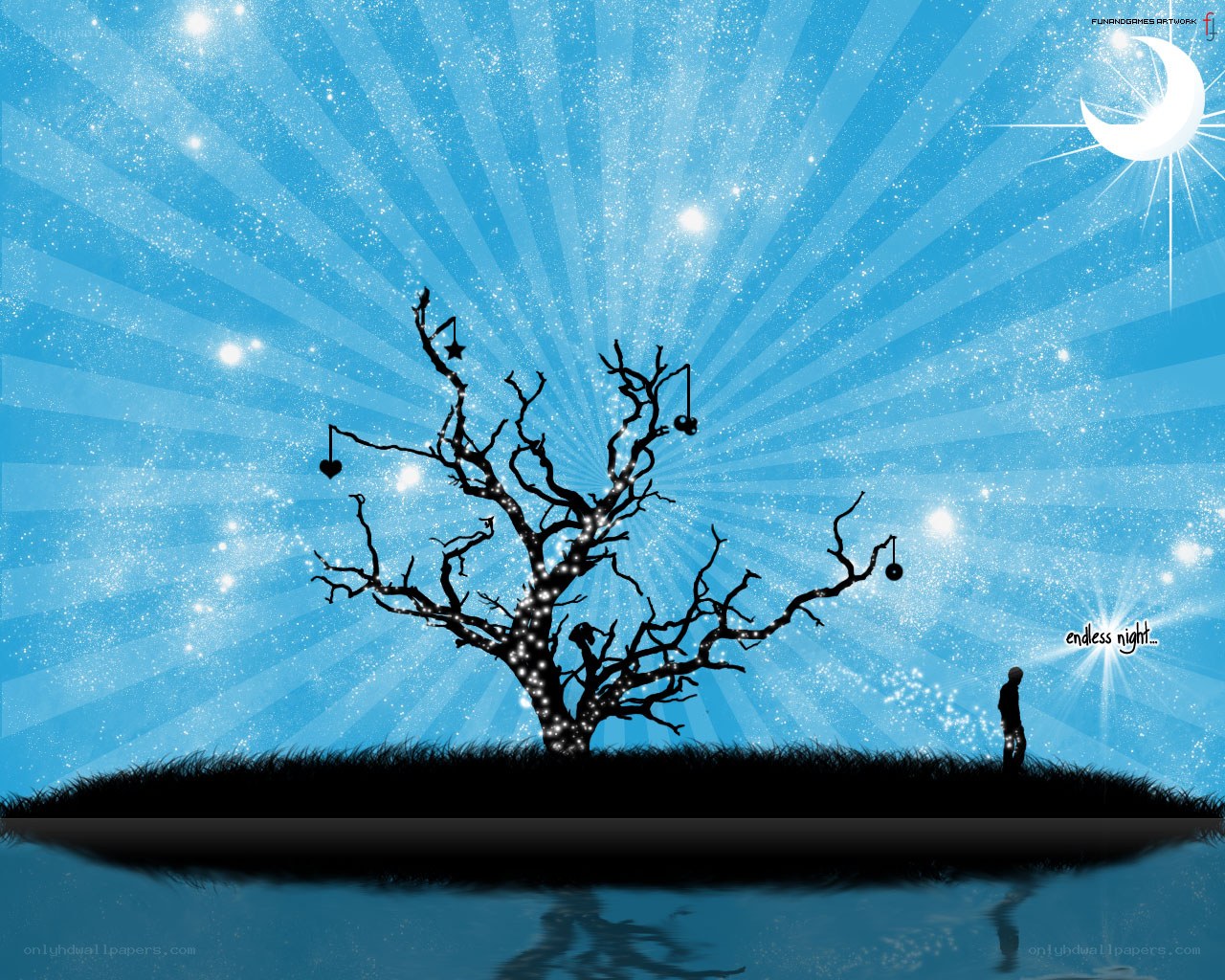 Endless night with a tree