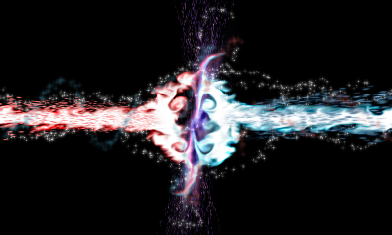 Energy Beams Colliding — Red
