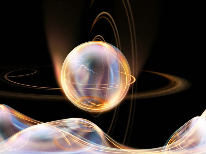energy sphere with light trails