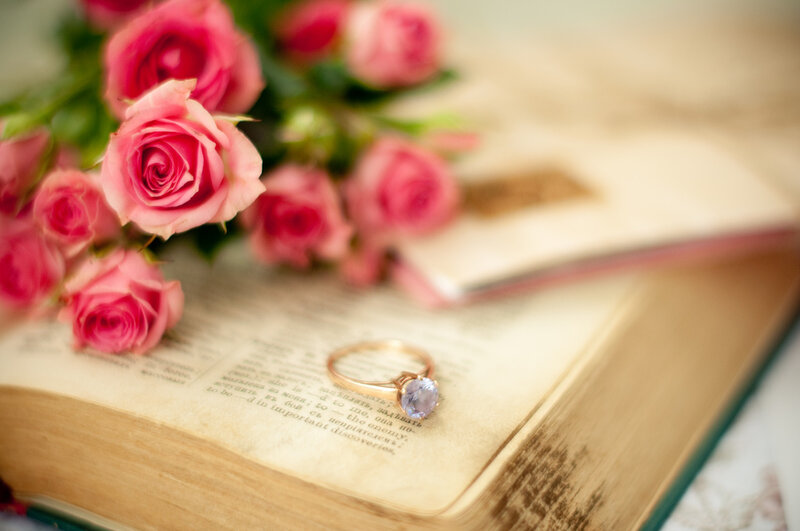 Engagement Ring on Book