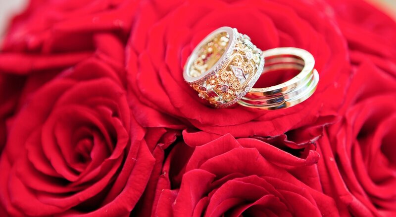 Engagement Rings on Roses