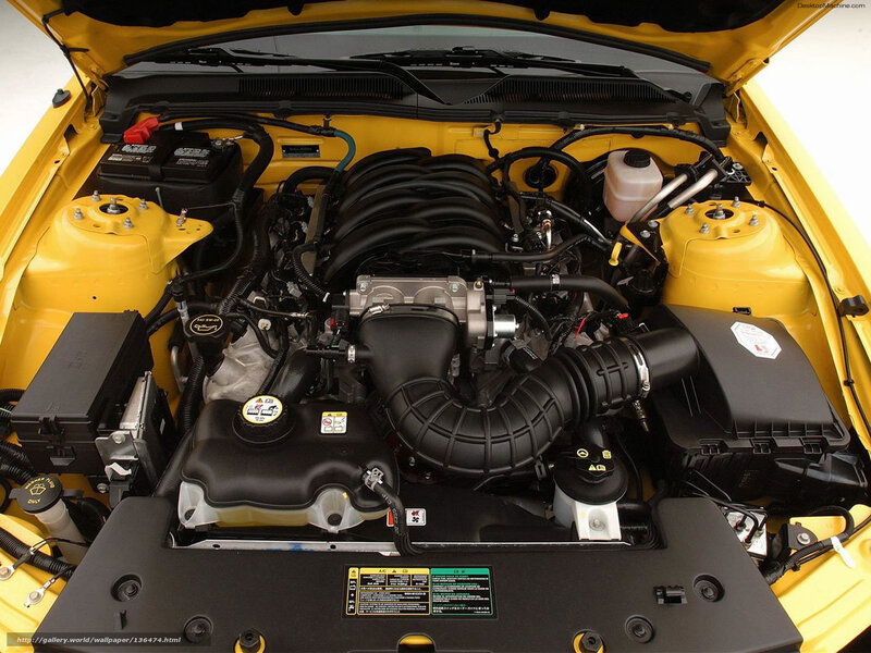 Engine Bay of a Car — Yellow