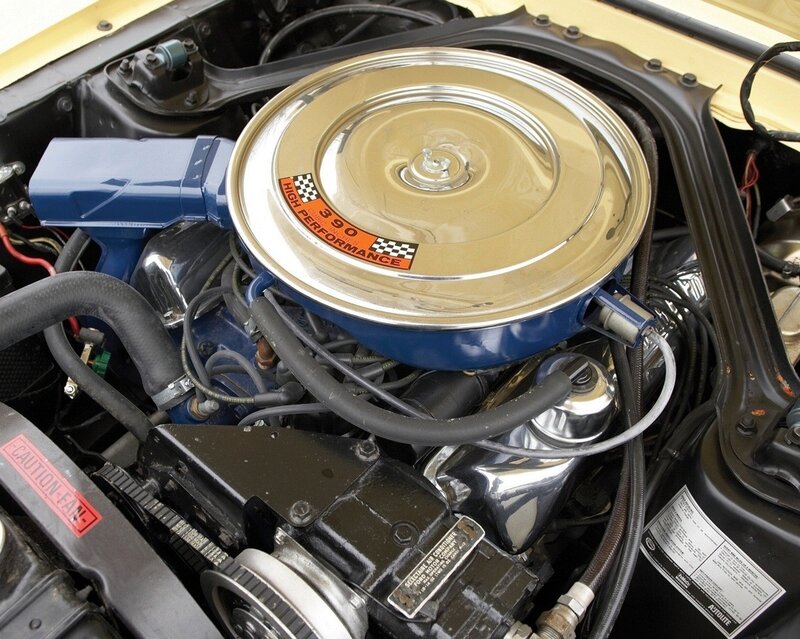 engine bay of a classic car