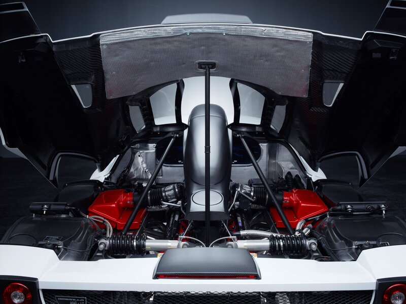 engine bay of a sports car