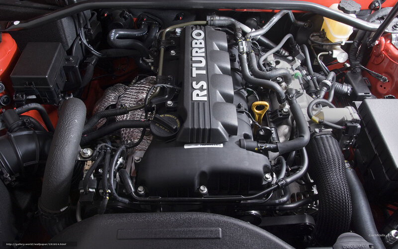 engine bay of a turbo car