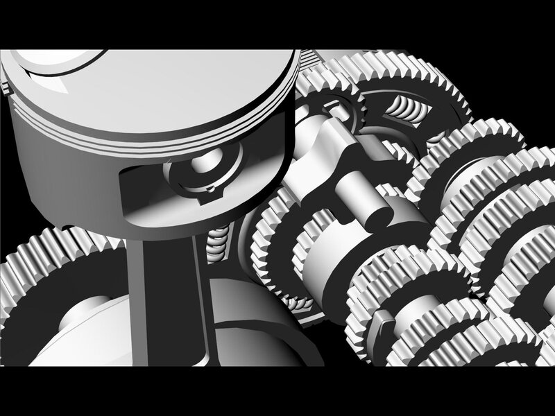 engine piston and gears