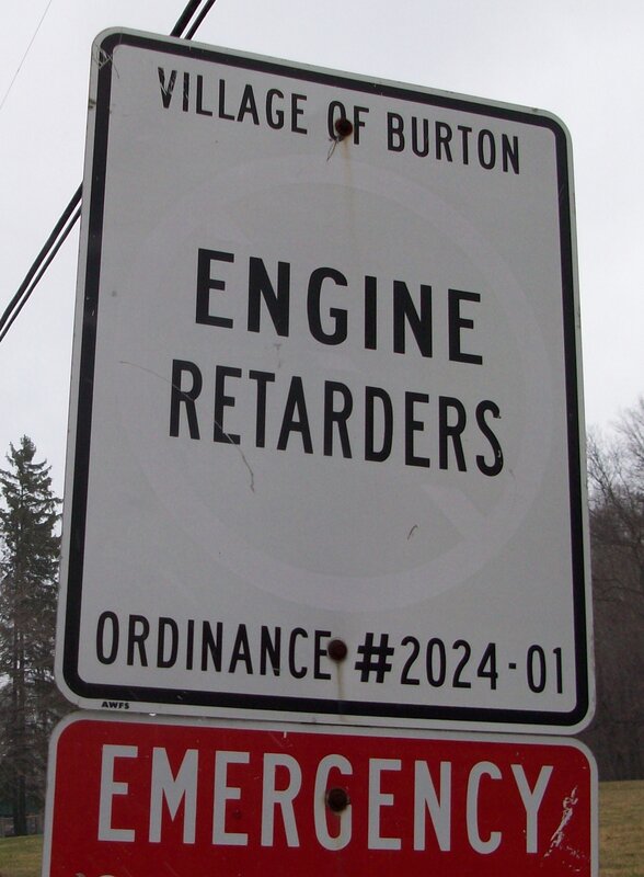 Engine retarders sign in Burton