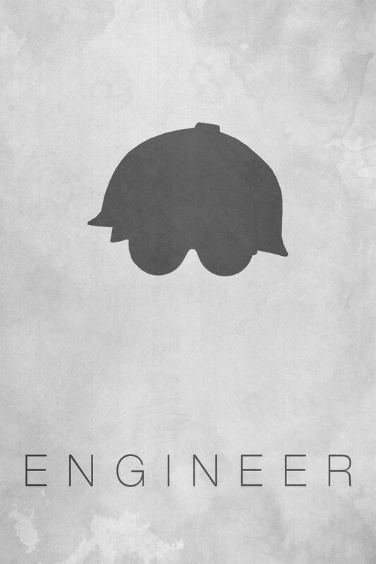 Engineer silhouette poster