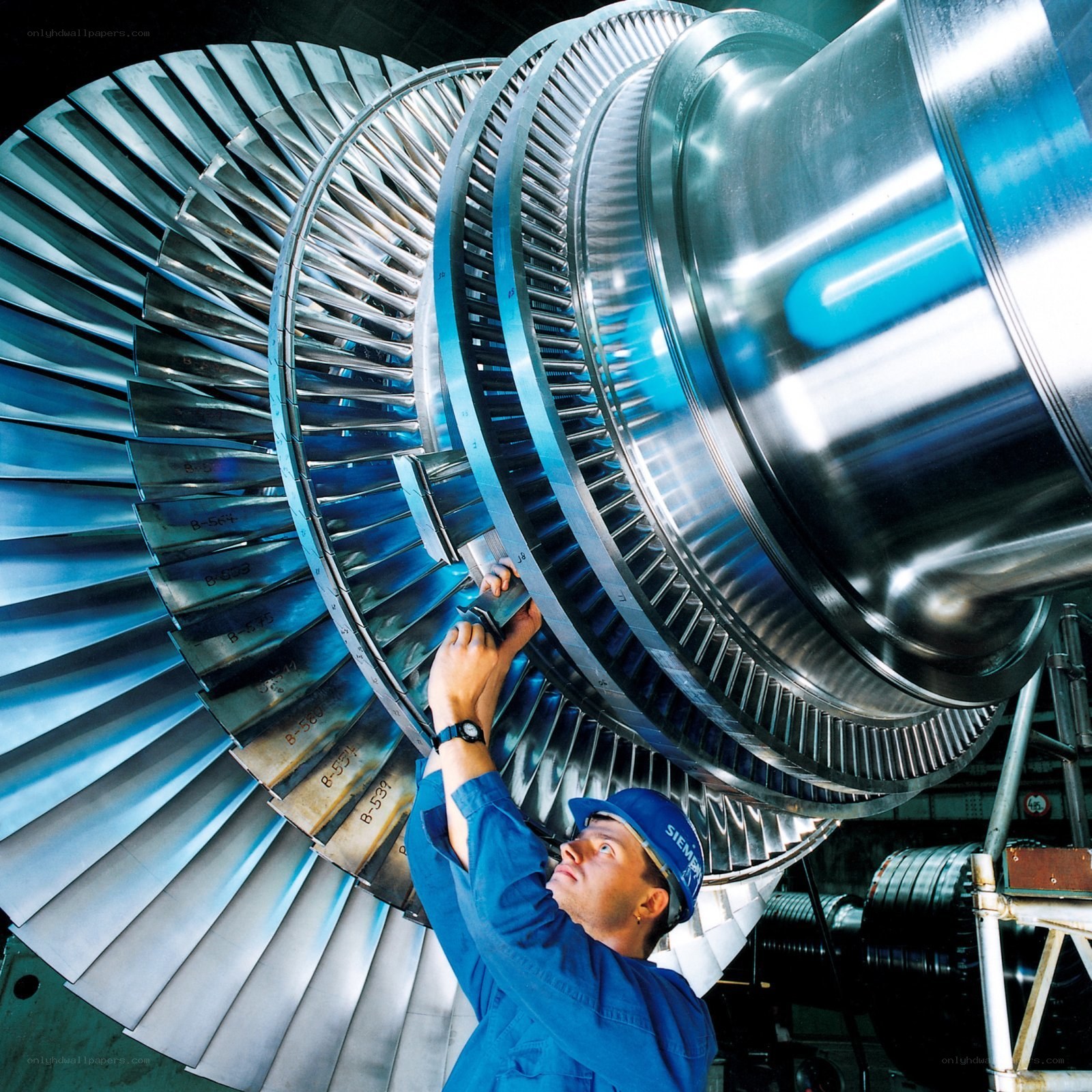 Engineer working on turbine