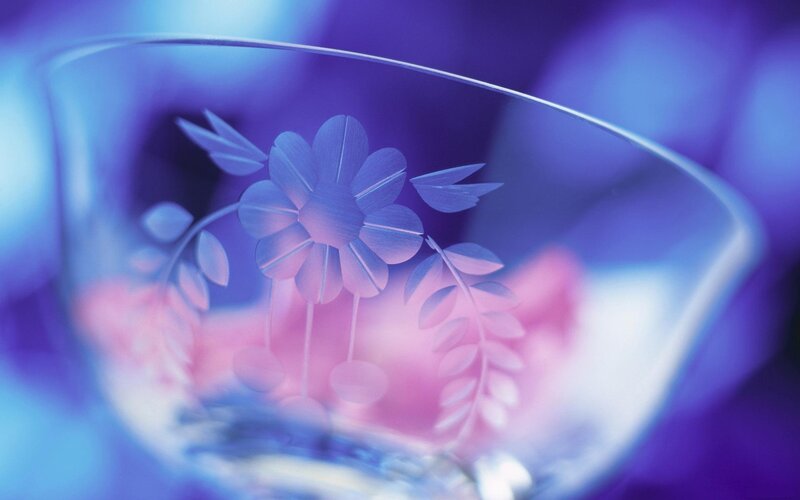 Engraved Glass Bowl — Purple