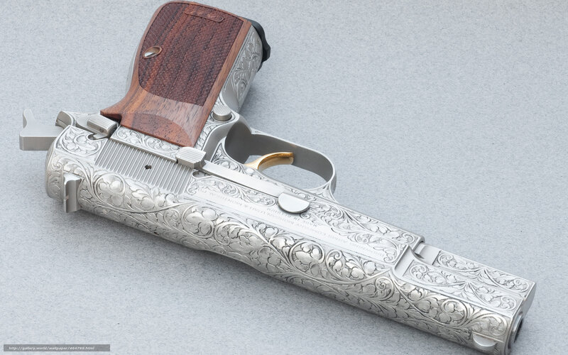 Engraved Pistol — Silver, Neutral, Photograph