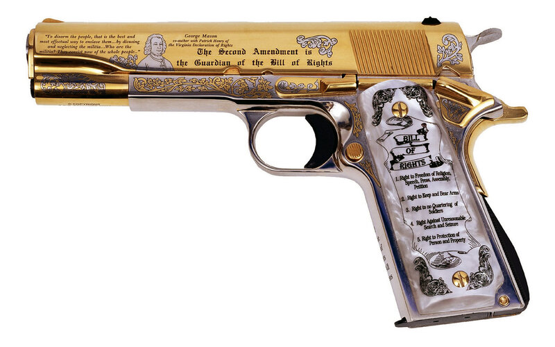 engraved pistol with bill of rights