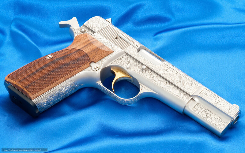 Engraved Pistol with Wood Grip