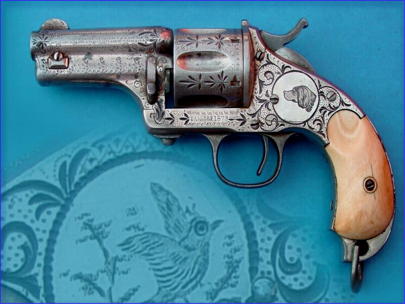 Engraved revolver with ivory grip