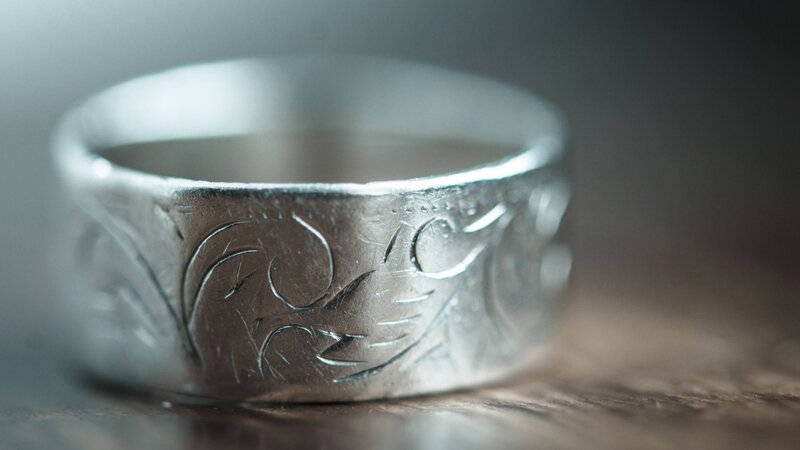 engraved silver ring