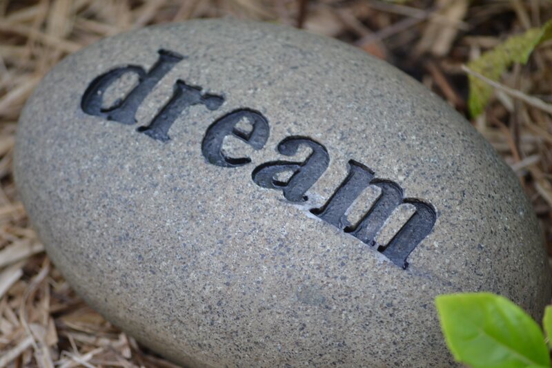 Engraved Stone with Word Dream