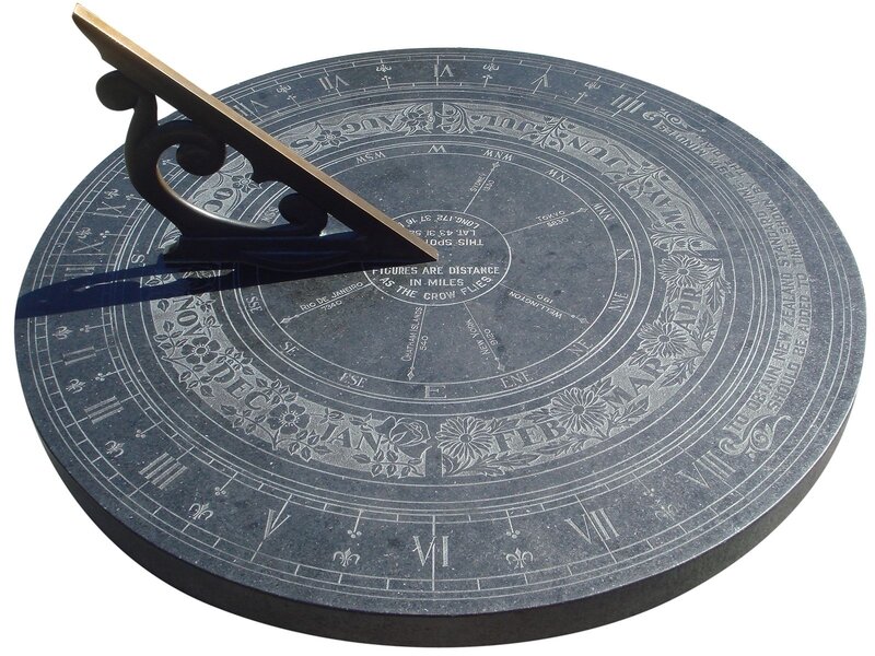 engraved sundial with gnomon