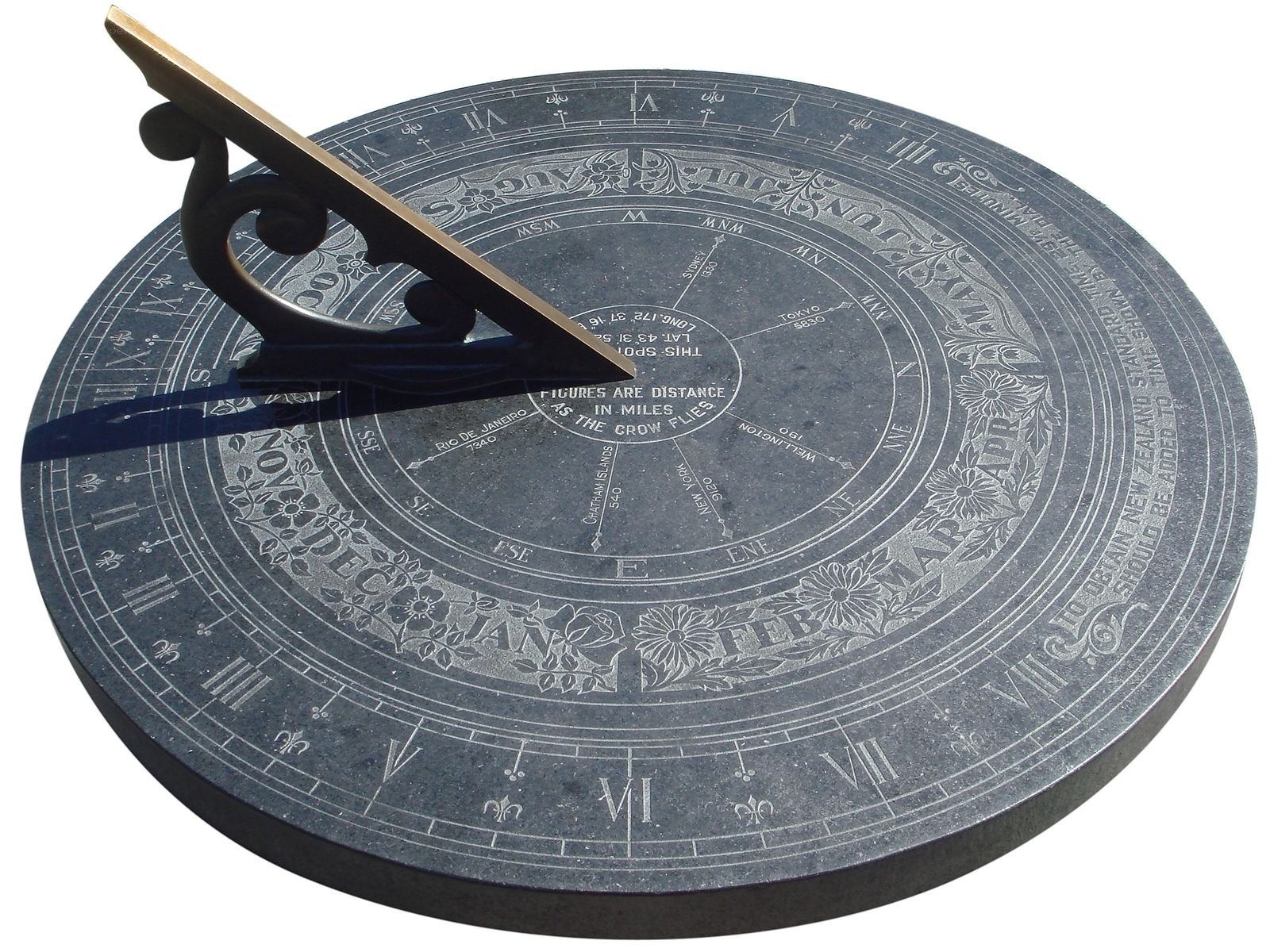 engraved sundial with gnomon