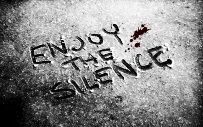 Enjoy the silence written in sand