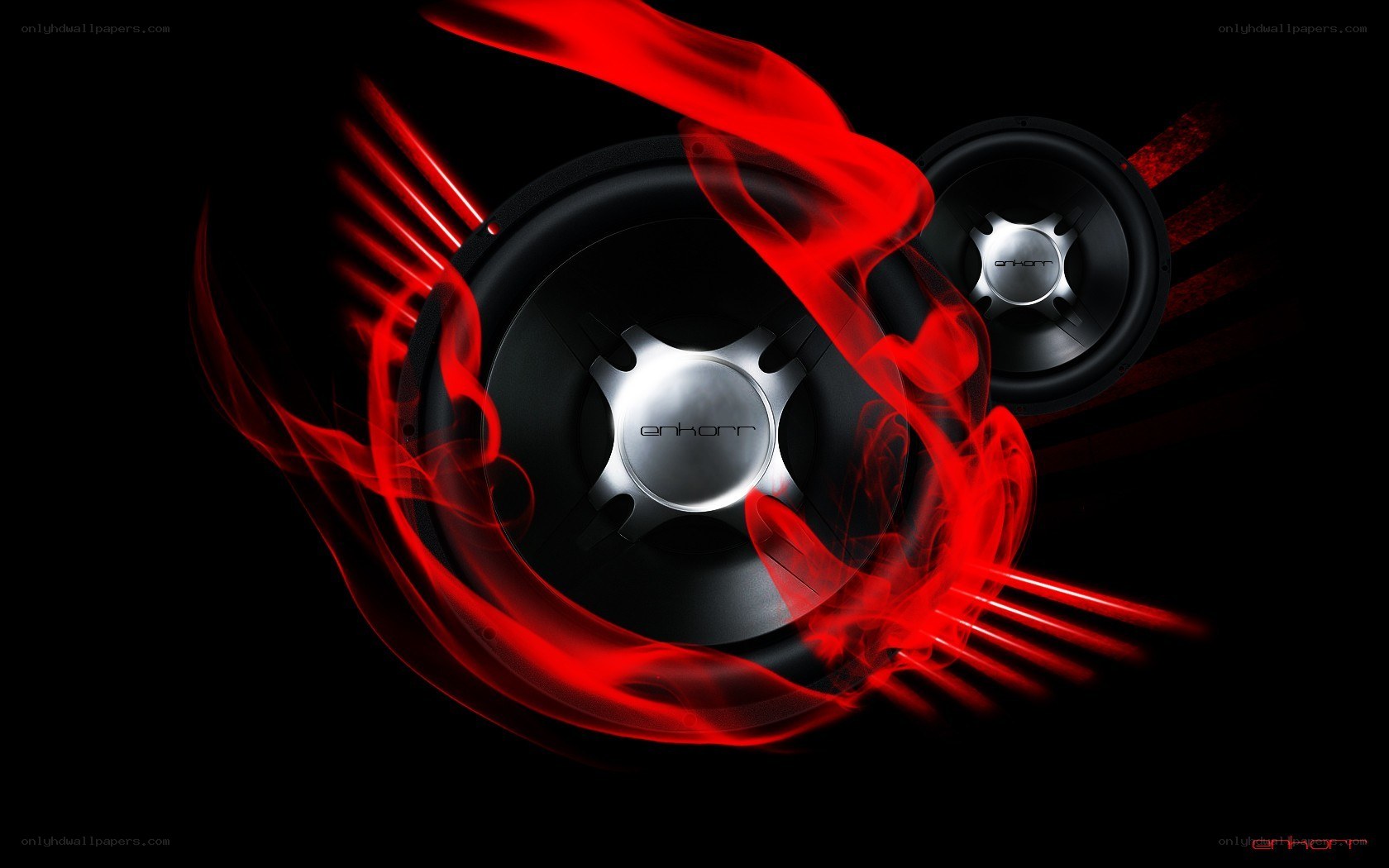 Enkorr speakers with red flame effect