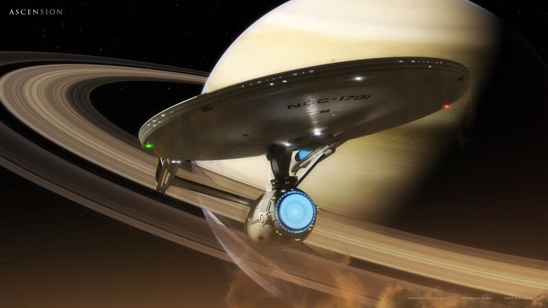 Enterprise near Saturn's rings