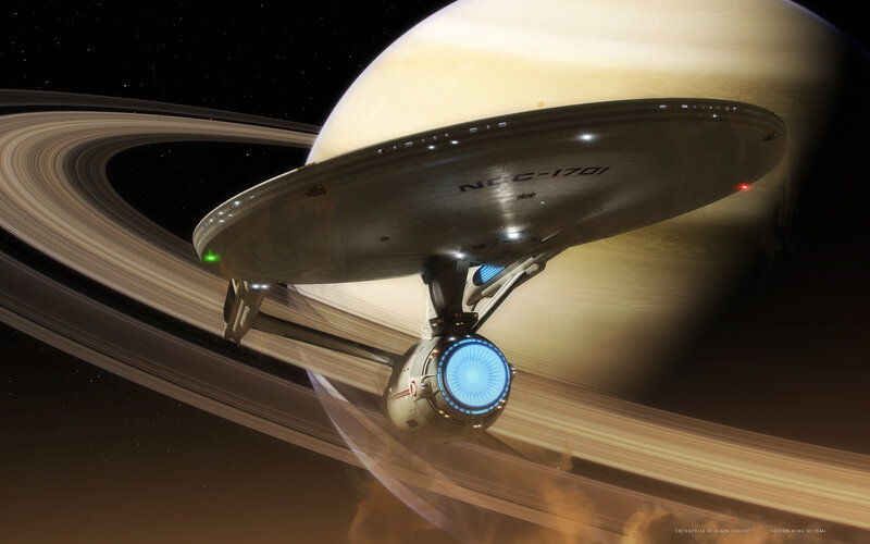 Enterprise near Saturn's rings