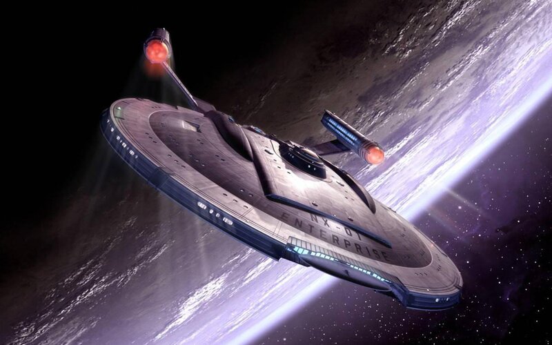 Enterprise starship in orbit