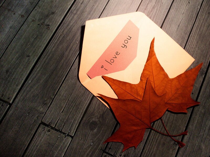 Envelope with Autumn Leaf