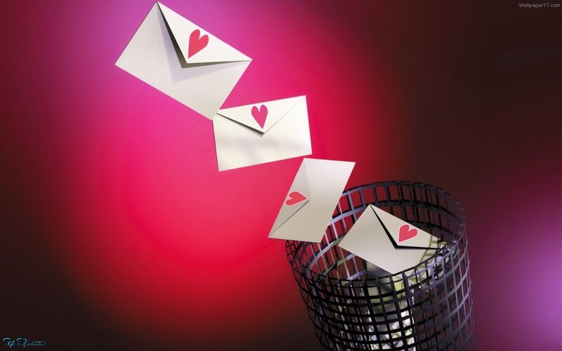 Envelopes in Trash Can — Red, Dramatic