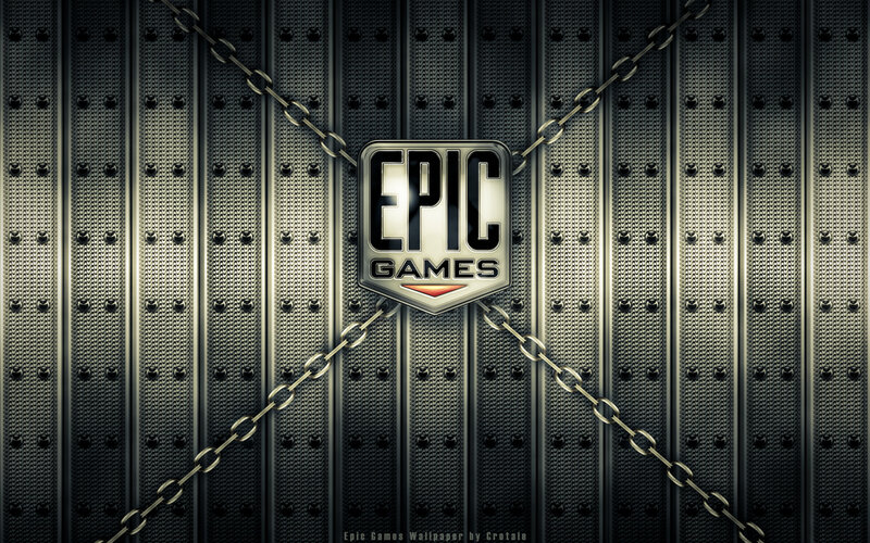 Epic Games logo on metal wall
