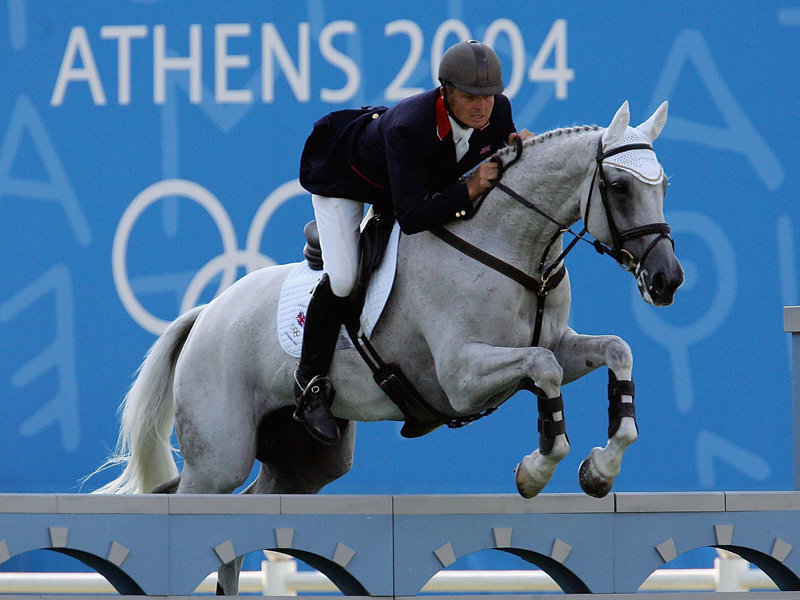 Equestrian Athlete on Horse — Blue