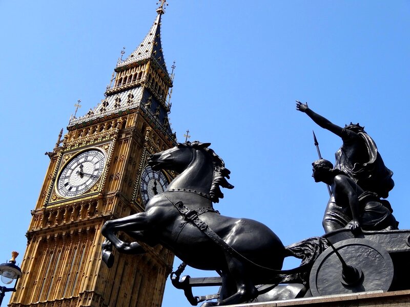 Equestrian Statue and Clock Tower