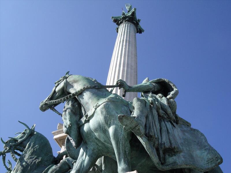 equestrian statue and column