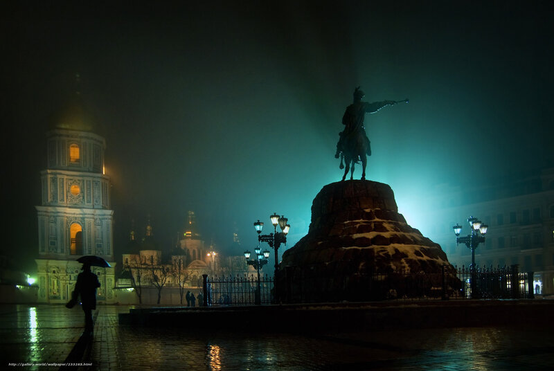 Equestrian Statue at Night — Black, Dramatic