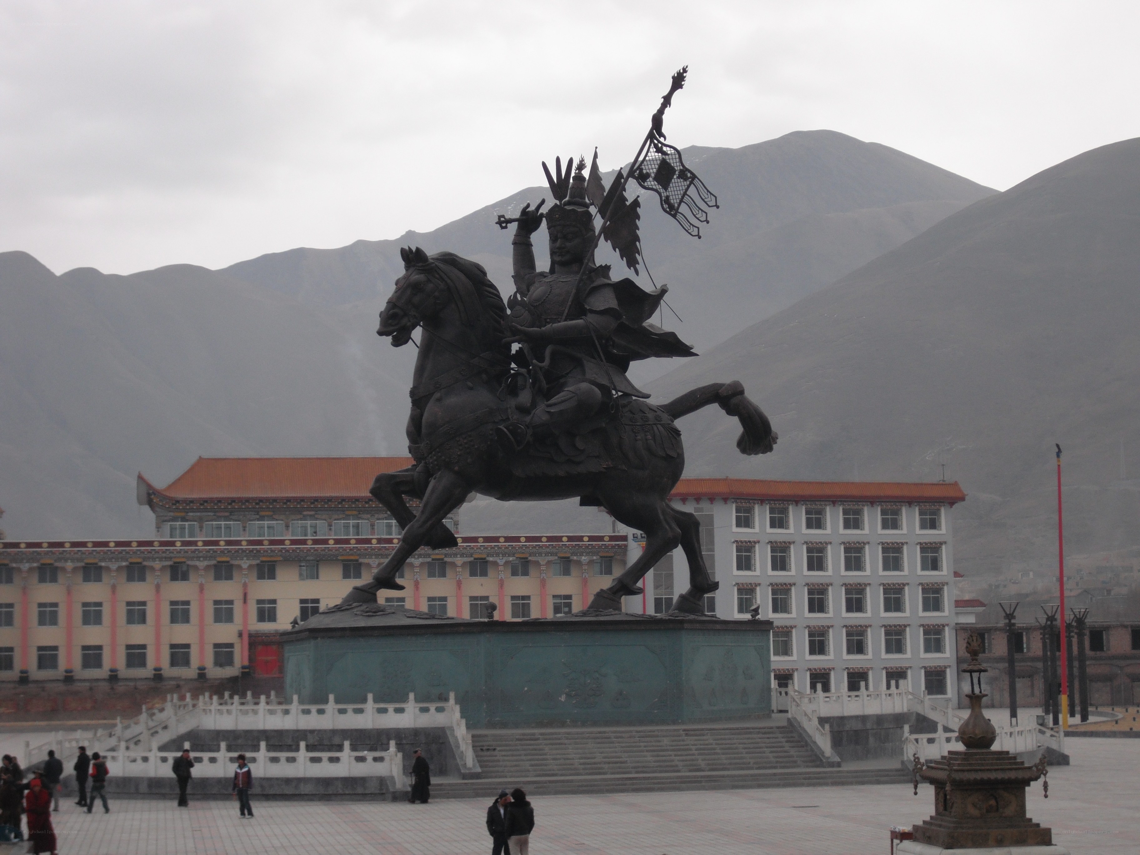 Equestrian statue in Tibetan square