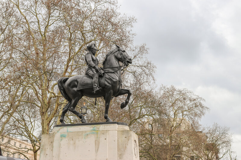 Equestrian Statue of a Man — Gray