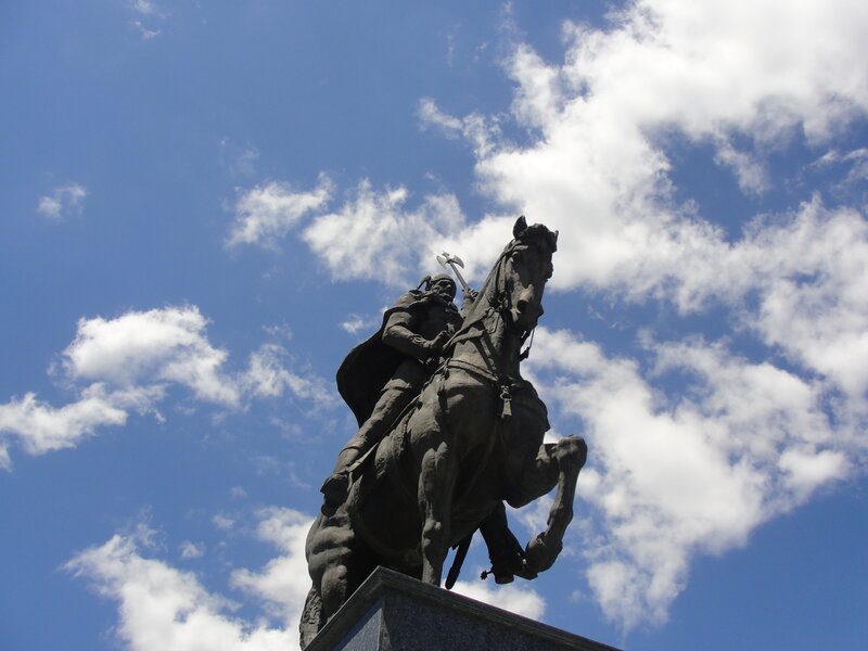 Equestrian Statue of Warrior — Blue