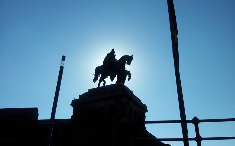 Equestrian Statue Silhouette — Blue, Dramatic