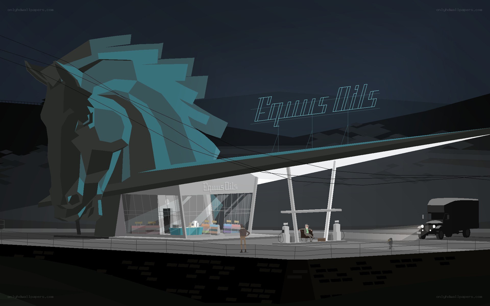 Equus Oils gas station at night