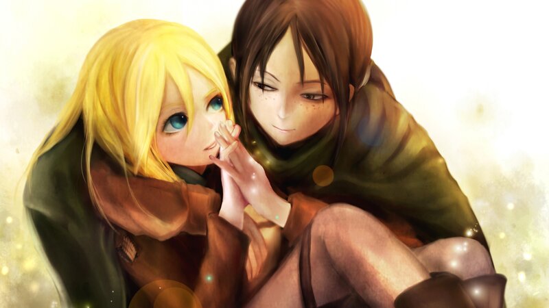 Eren and Armin embrace warmly