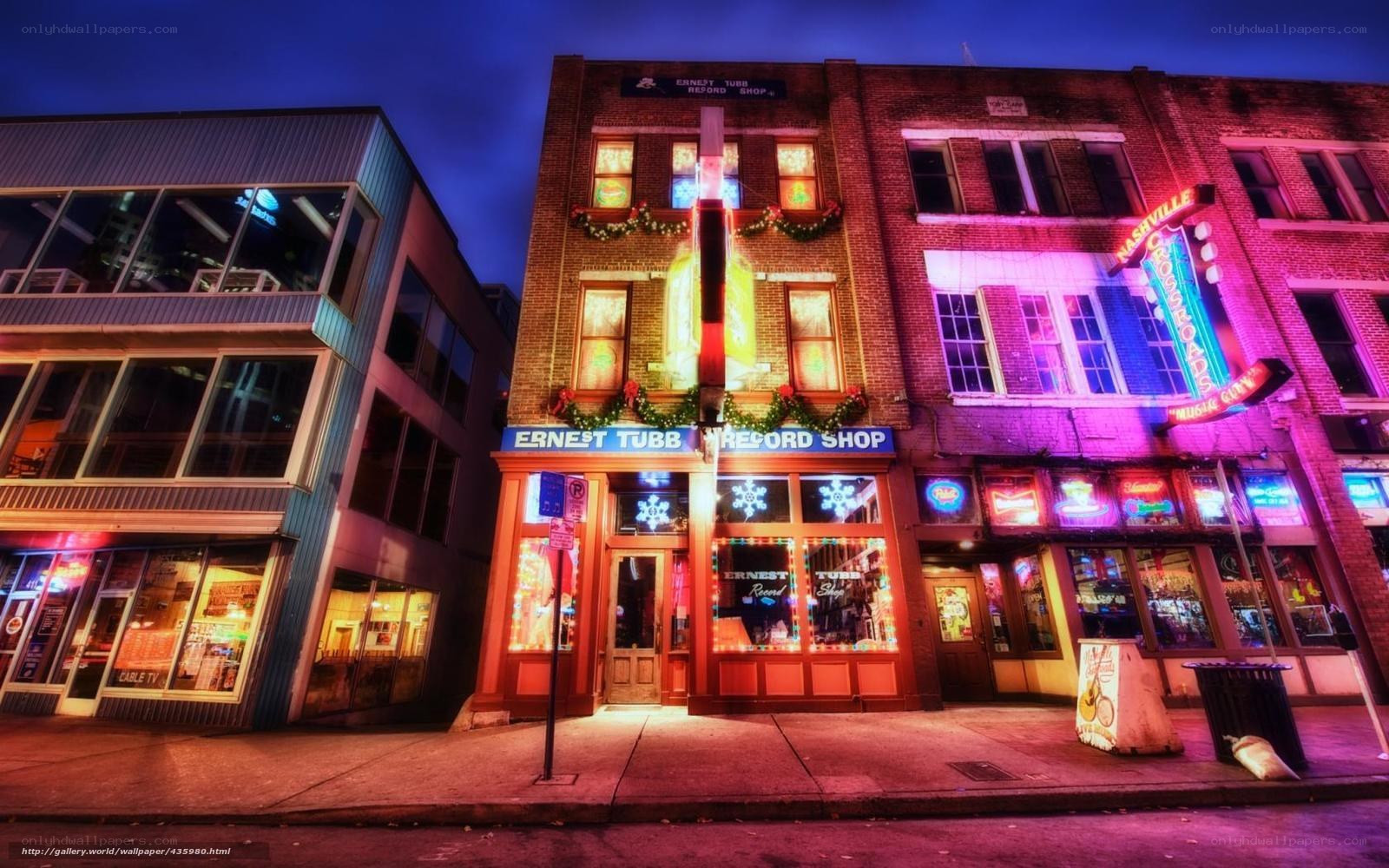 Ernest Tubb Record Shop at night