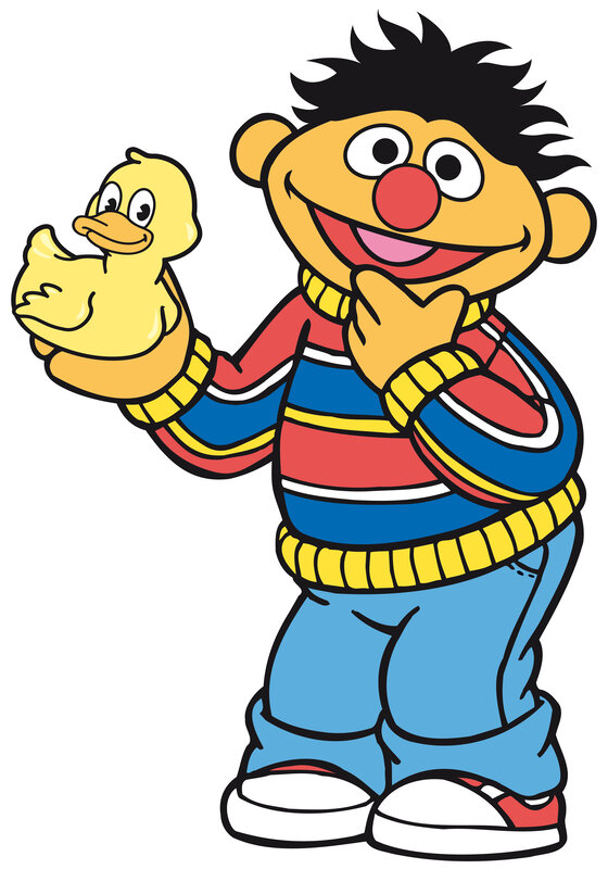 Ernie holding a rubber duck